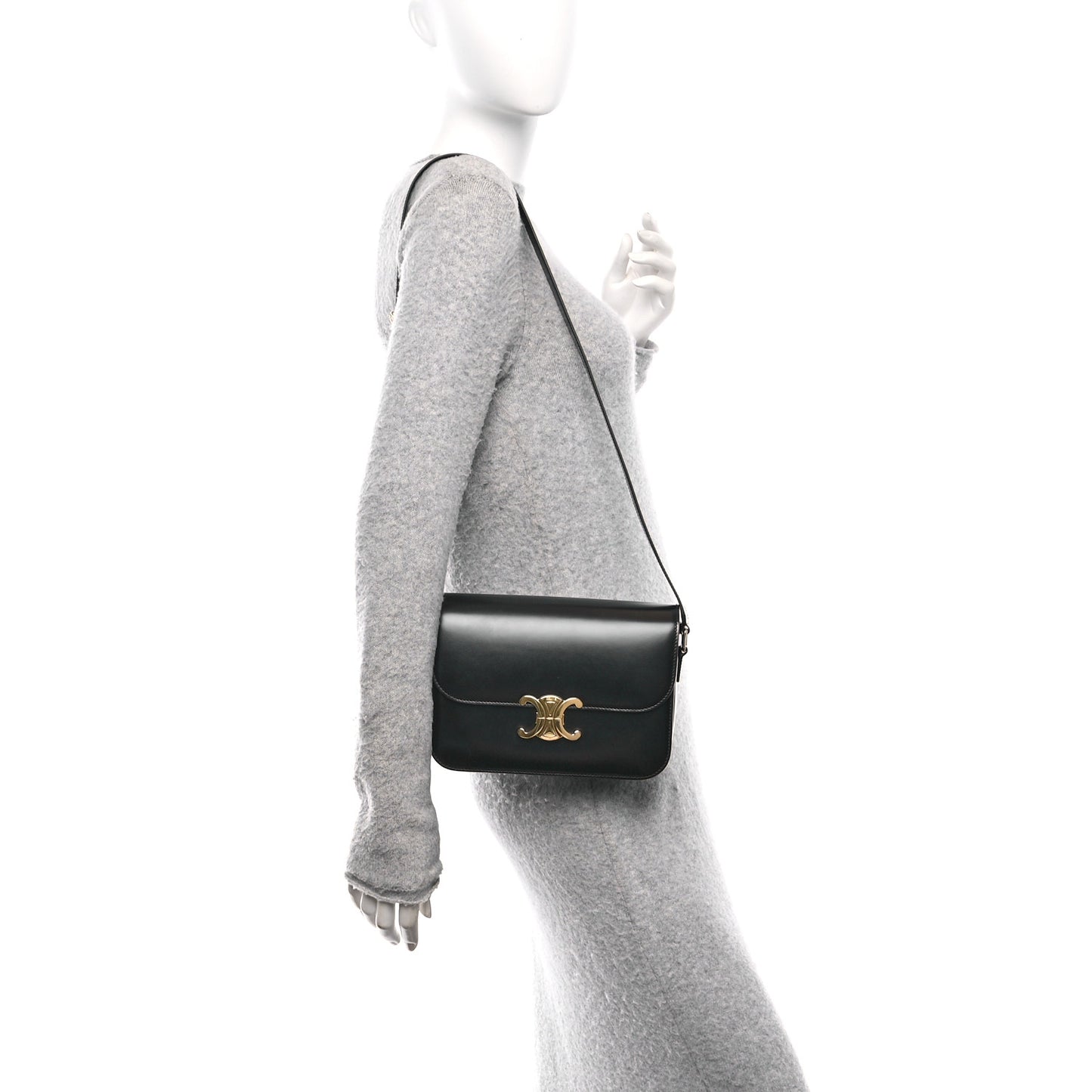 Shiny Calfskin Medium Triomphe Black