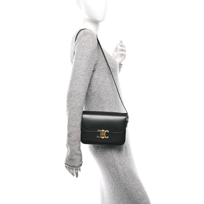 Celine Shiny Calfskin Medium Triomphe Black 2 of 13