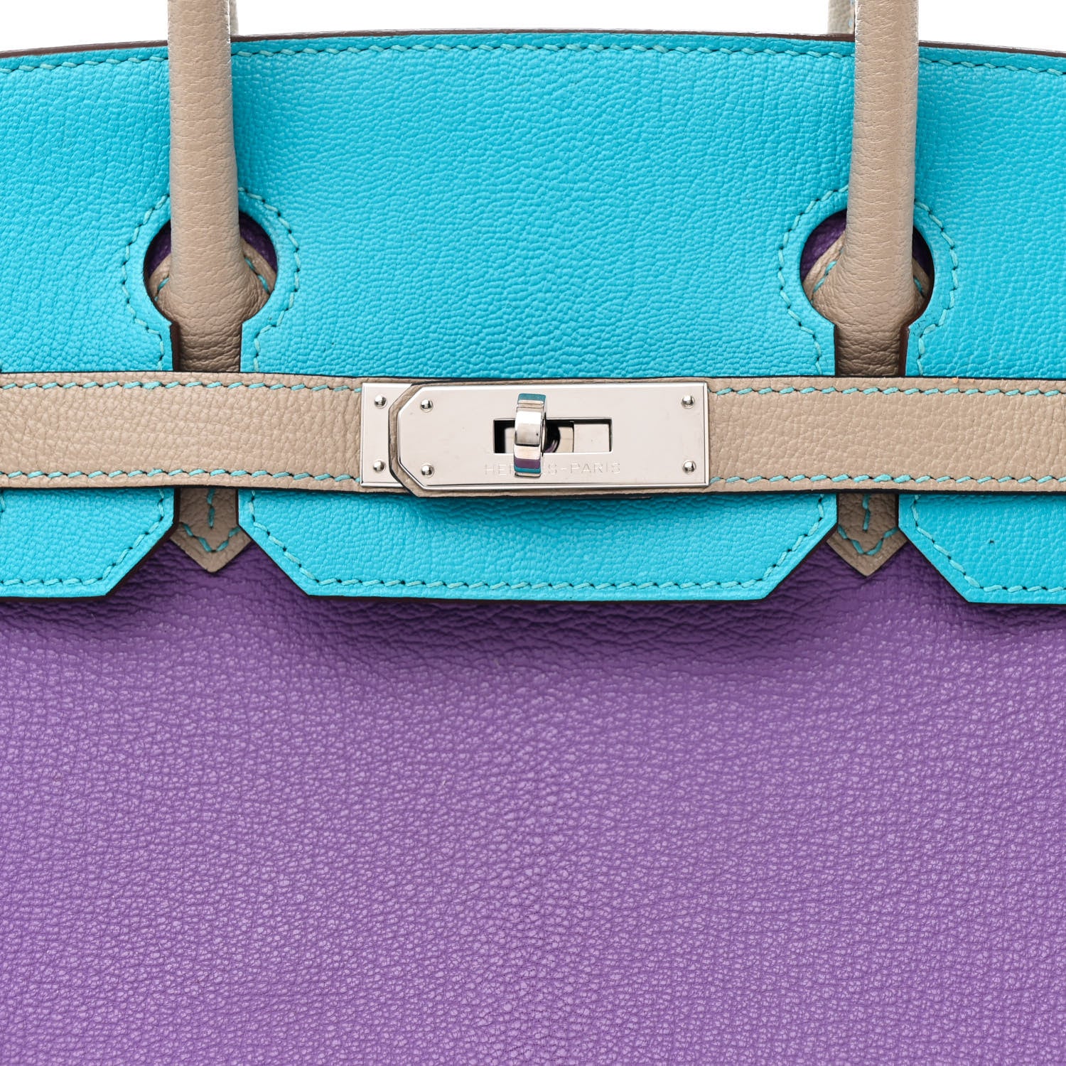 Hermes Chevre Horseshoe Birkin 30 Parme Bleu Azteque Etoupe 7 of 14