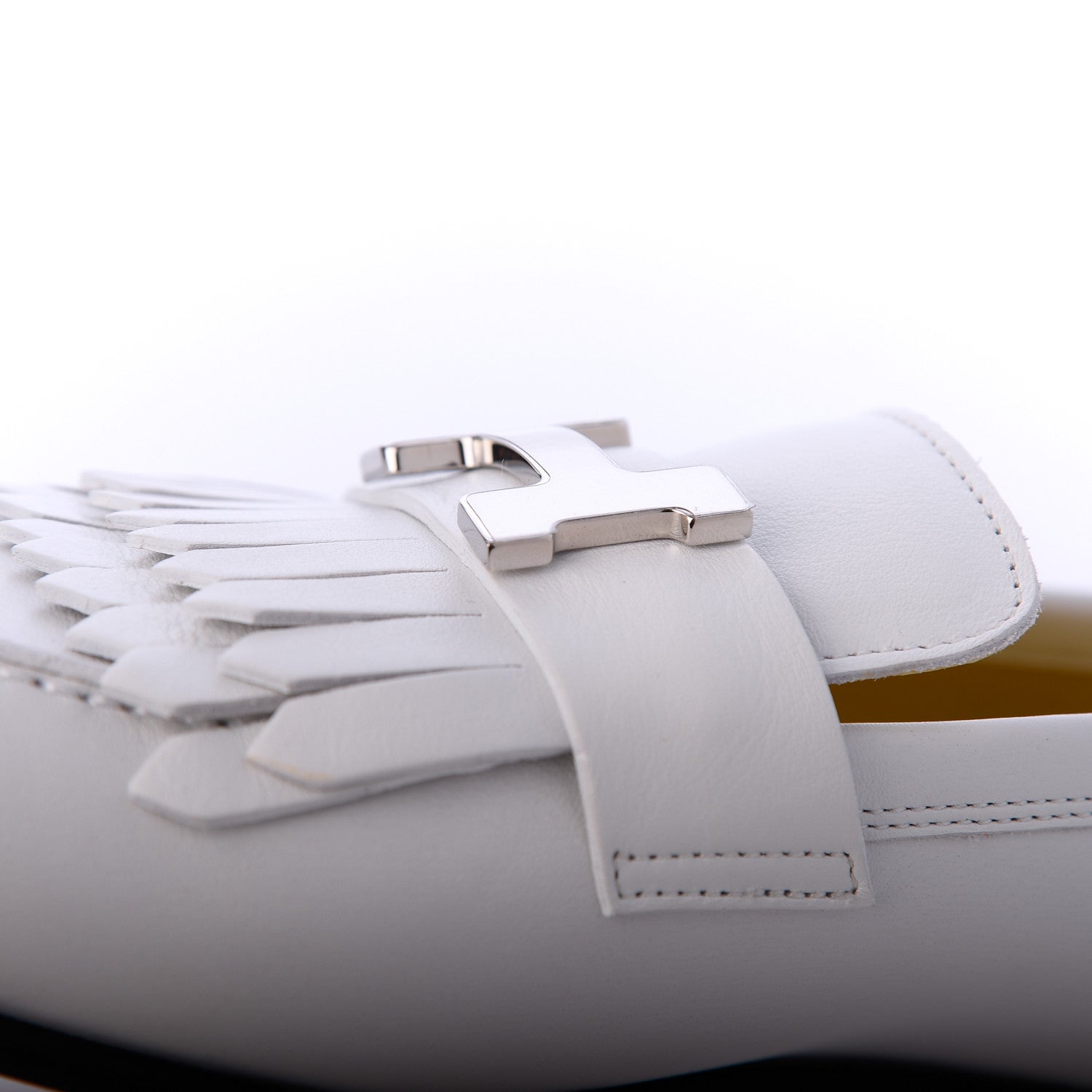 Hermes Calfskin Womens Royal Loafers 36.5 White 9 of 11