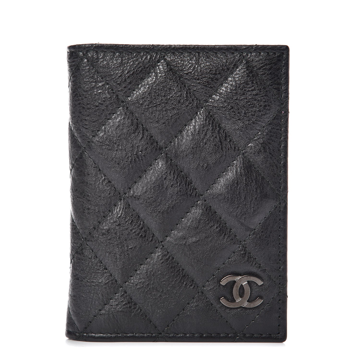 Chanel Crumpled Calfskin Quilted Card Holder Wallet So Black 1 of 10