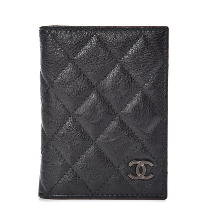Chanel Crumpled Calfskin Quilted Card Holder Wallet So Black 1 of 10