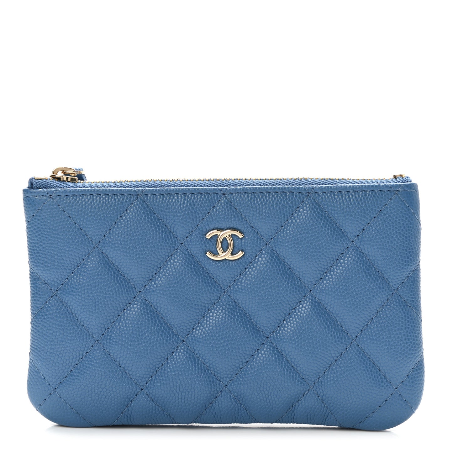 Caviar Quilted Small Cosmetic Case Blue