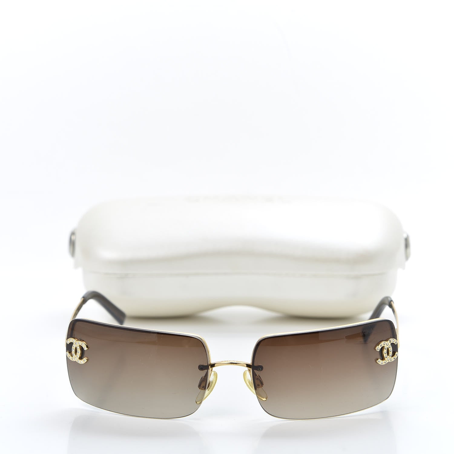 Chanel Crystal CC Logo Sunglasses 4104-B Gold 579474 – FASHIONPHILE