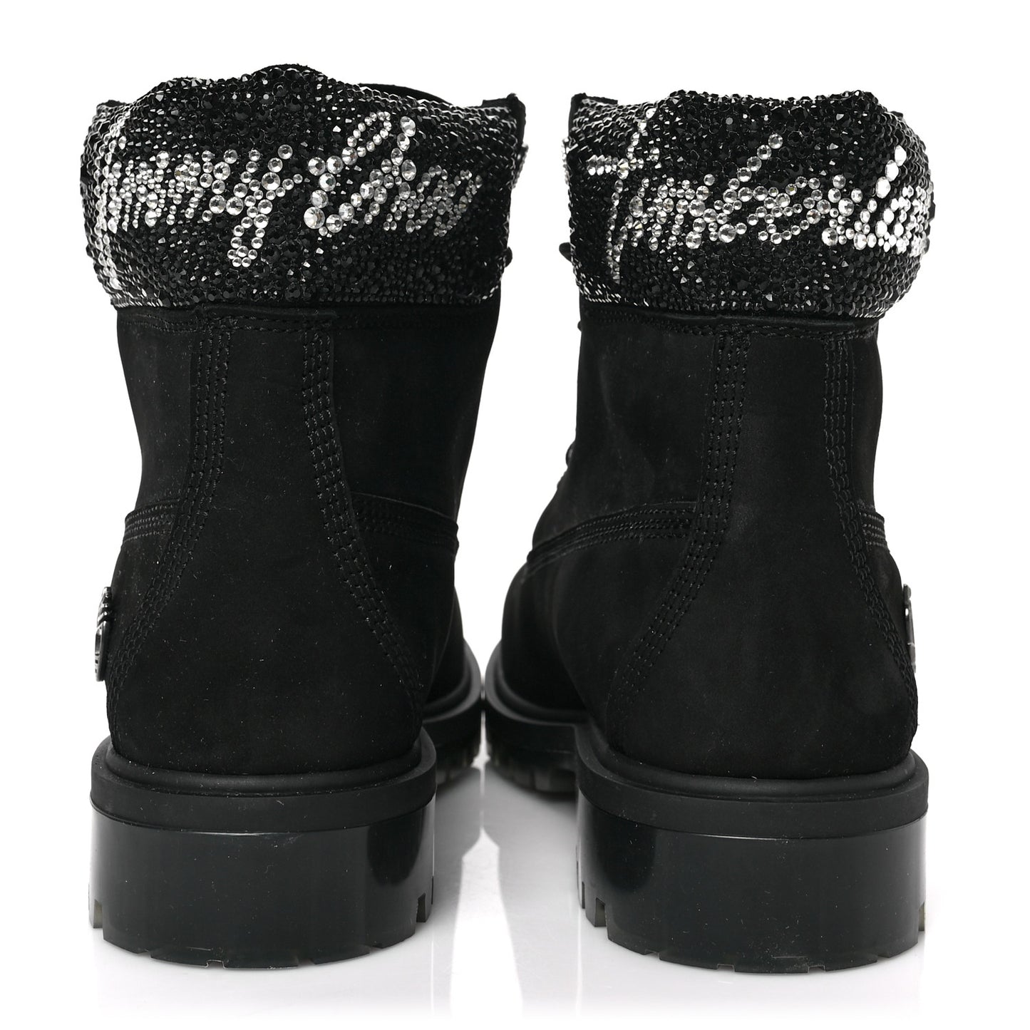 X TIMBERLAND Nubuck Swarovski Crystal Womens Ankle Boots 9 Black