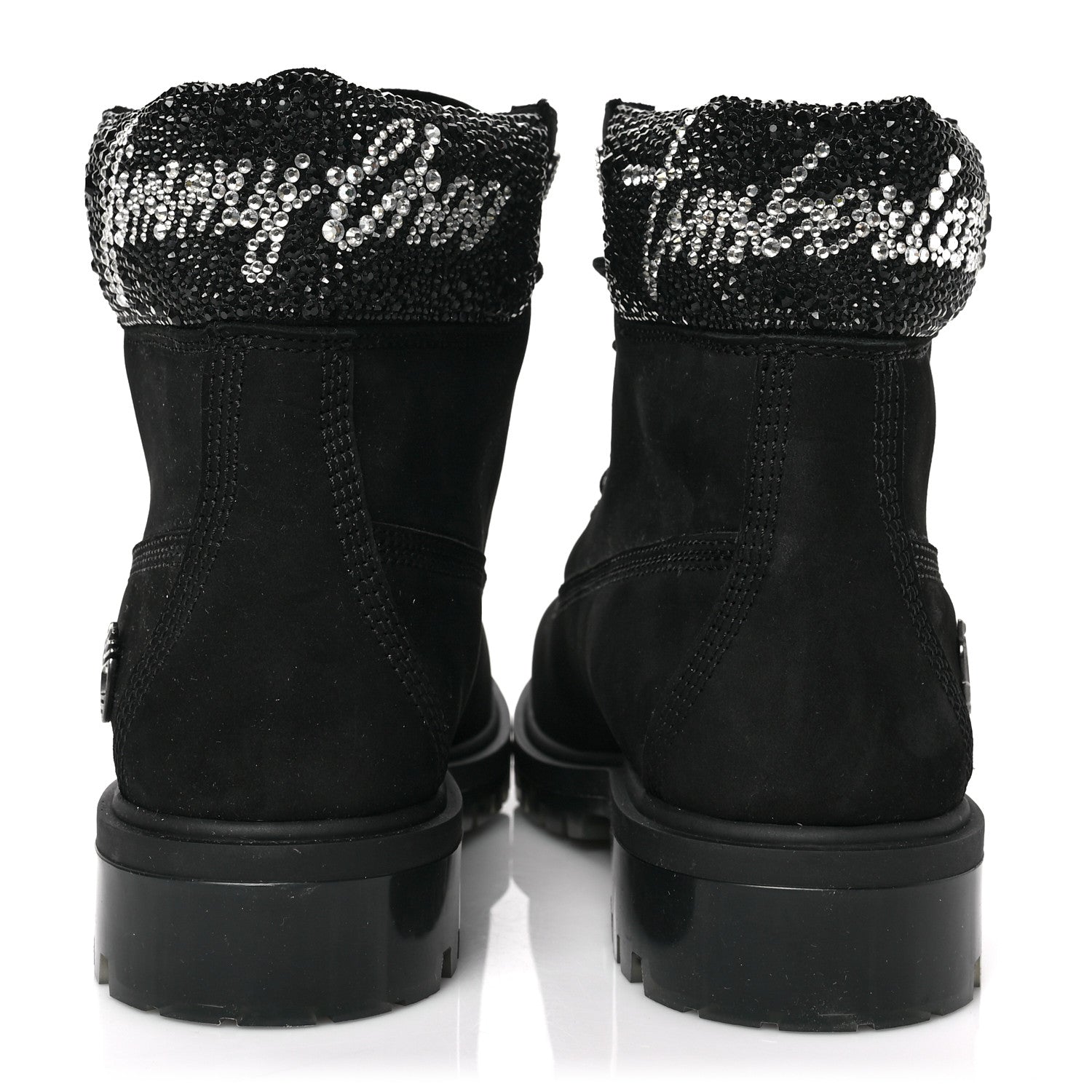 Jimmy Choo X TIMBERLAND Nubuck Swarovski Crystal Womens Ankle Boots 9 Black 5 of 8