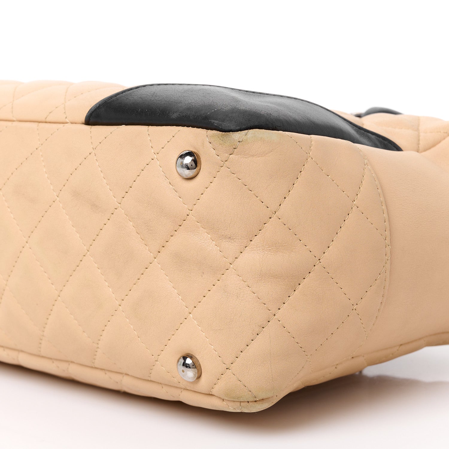 Chanel Calfskin Quilted Large Cambon Bowler Beige Black 10 of 15