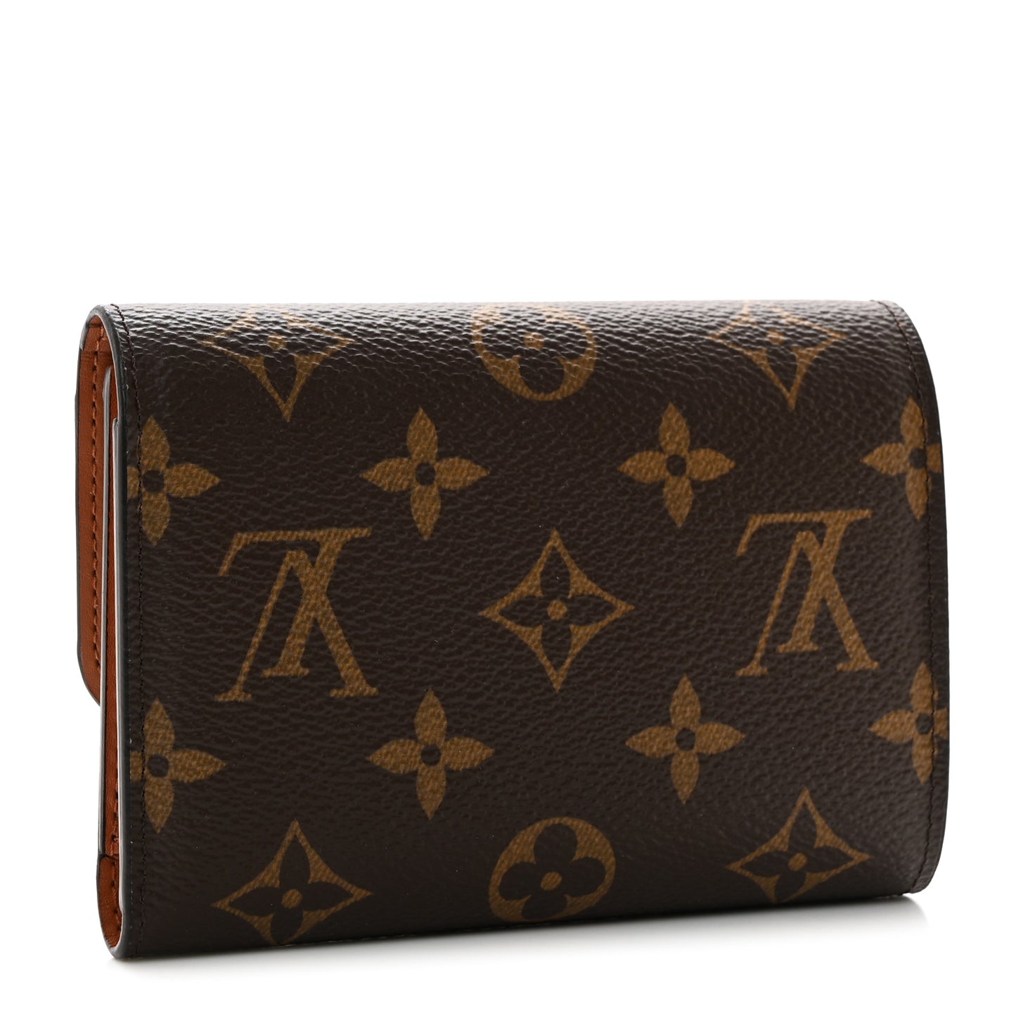 Monogram Flower Lock Compact Wallet Caramel