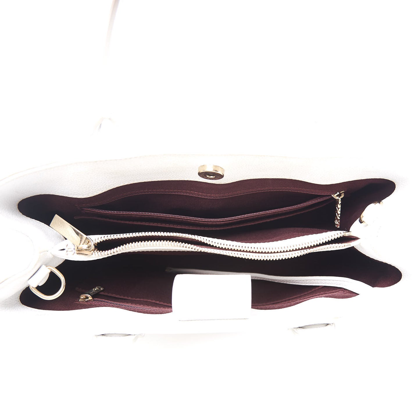 Grained Calfskin Small Neo Executive Shopper Tote White