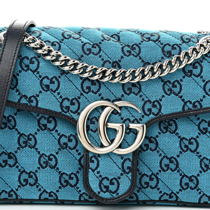 Gucci Monogram Multicolor Matelasse Diagonal Small GG Marmont Shoulder Bag Light Blue 8 of 10
