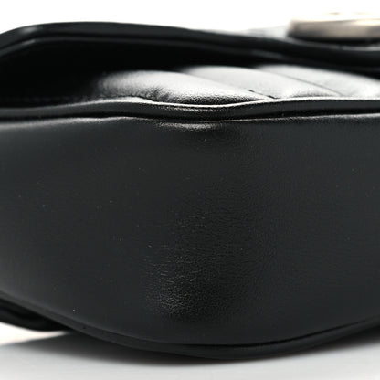 Gucci Calfskin Matelasse Aria Super Mini GG Marmont Shoulder Bag Black 10 of 11
