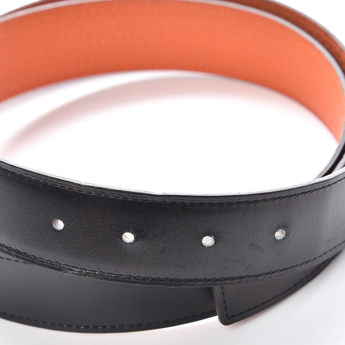 Box Taurillon Clemence 32mm Belt Strap 90 Orange Black