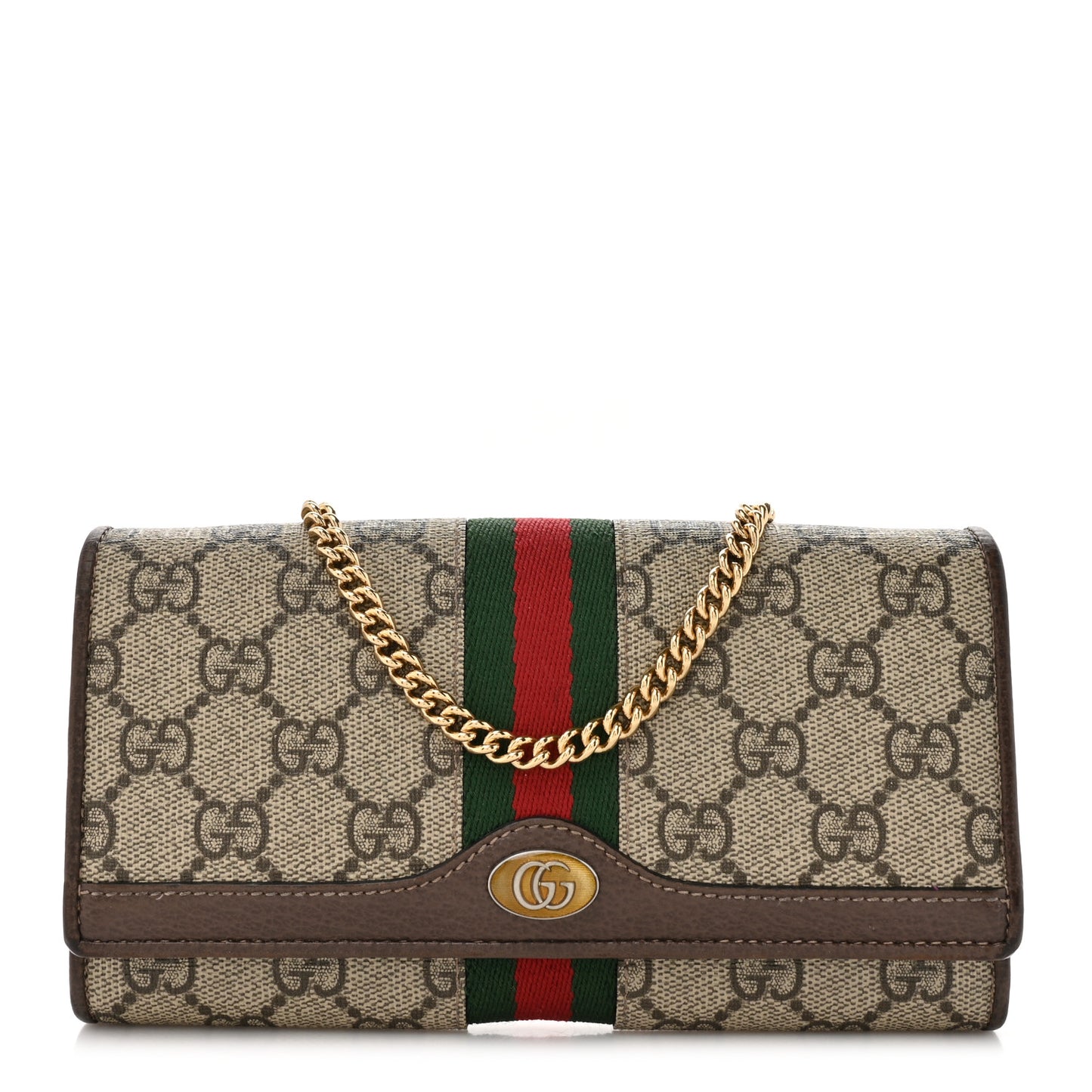 GG Supreme Monogram Web Ophidia Wallet On Chain Brown