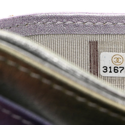 Chanel Gradient Metallic Calfskin Quilted Card Holder Silver Blue Yellow Purple 8 of 9