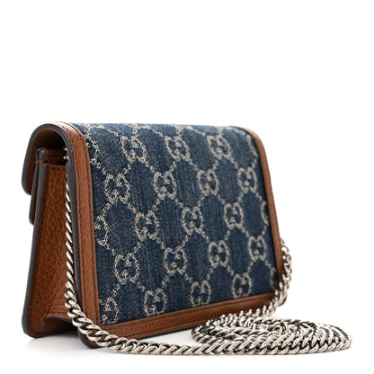 Gucci New Denim GG Monogram Dollar Calfskin Enamel Super Mini Dionysus Shoulder Bag Blue Tea Cuir Epilog Electric Blue 3 of 12