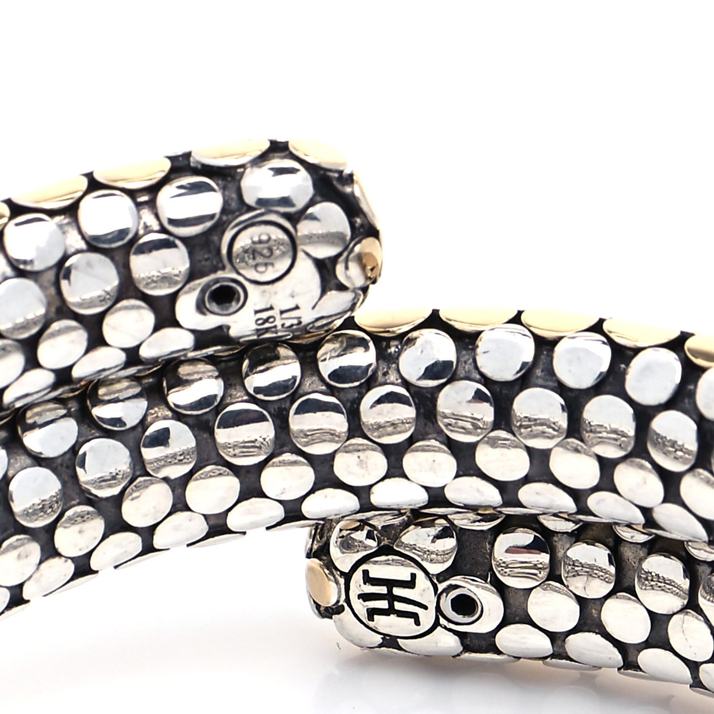 Sterling Silver 18K Yellow Gold Dot Double Coil Bracelet