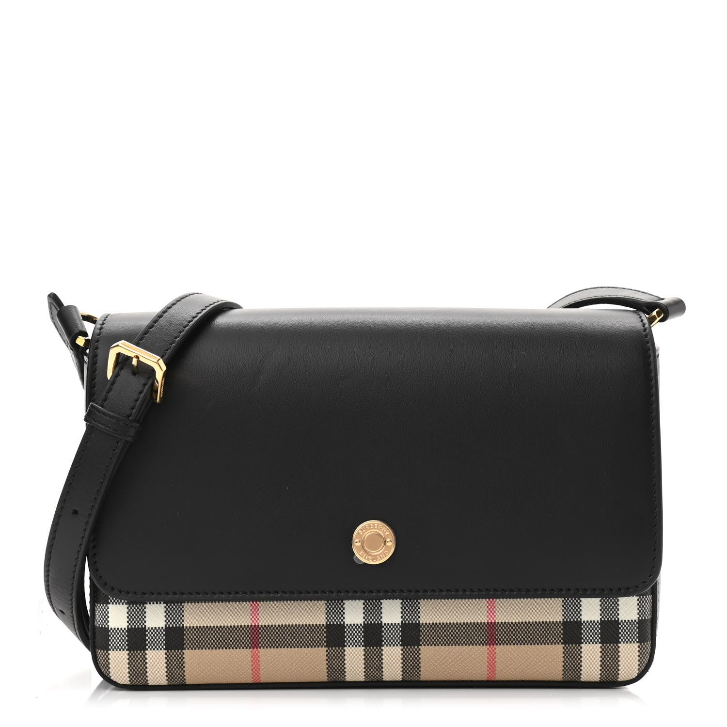 Burberry Calfskin Vintage Check New Hampshire Bag Black 1 of 9