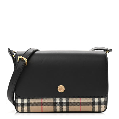Burberry Calfskin Vintage Check New Hampshire Bag Black 1 of 9