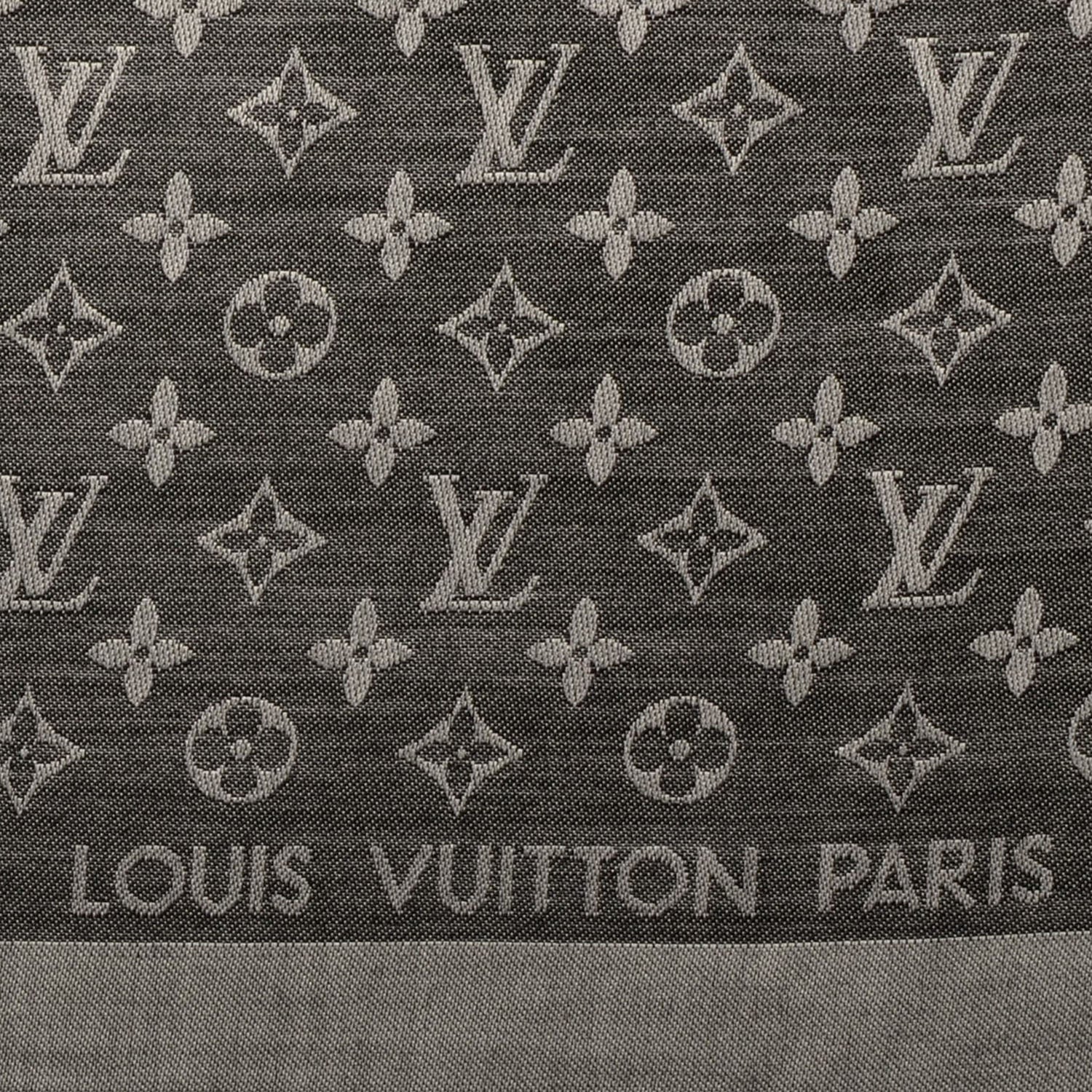 Louis Vuitton Wool Silk Monogram Denim Shawl Black 4 of 5