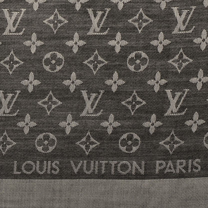 Louis Vuitton Wool Silk Monogram Denim Shawl Black 4 of 5