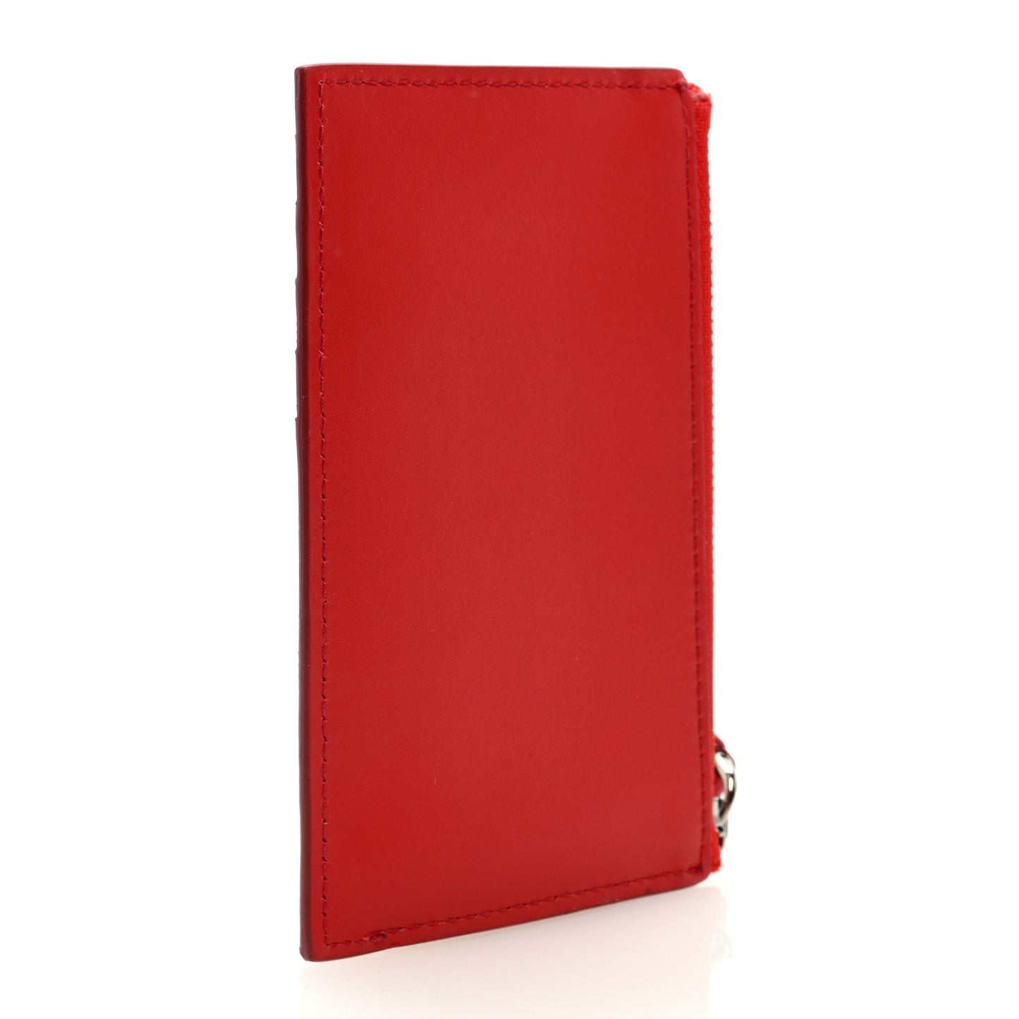 Calfskin London England Print Logo Card Holder Red