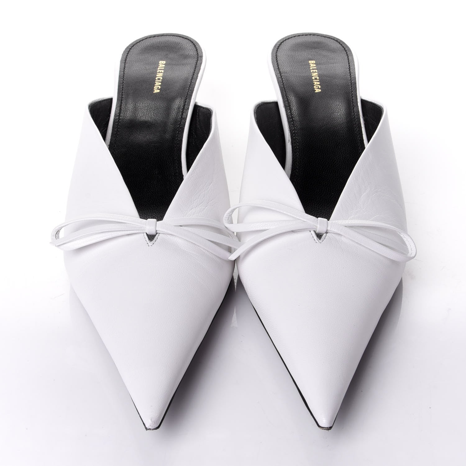 Balenciaga Chevreau Pointed Toe Knife 40mm Mules 39 White 5 of 11