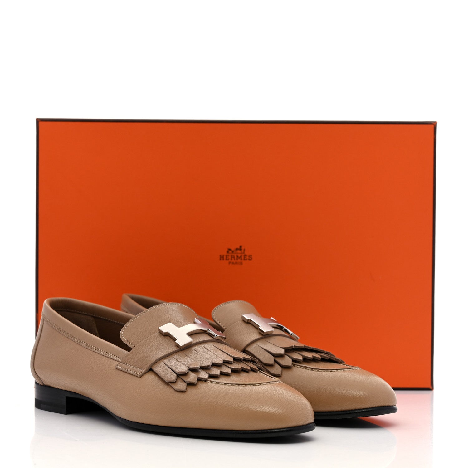 Hermes Goatskin Womens Royal Loafers 36 Beige Argile 9 of 9