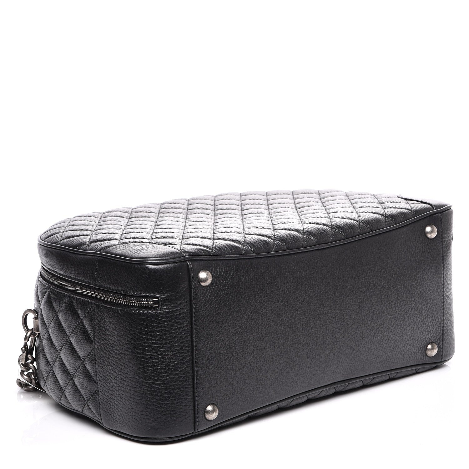 Chanel Calfskin Quilted Large Airlines Round Trip Bowling Bag Black 4 of 10