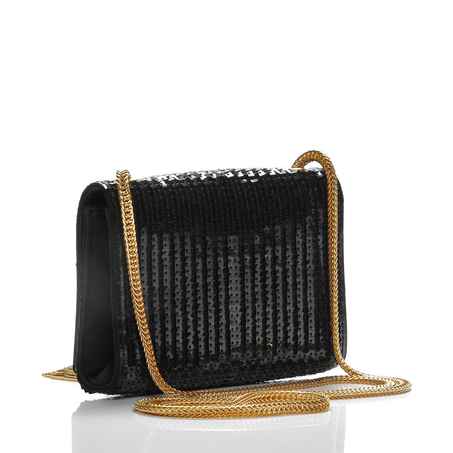 Saint Laurent Sequin Small Classic Monogram Kate Tassel Satchel Black 3 of 7