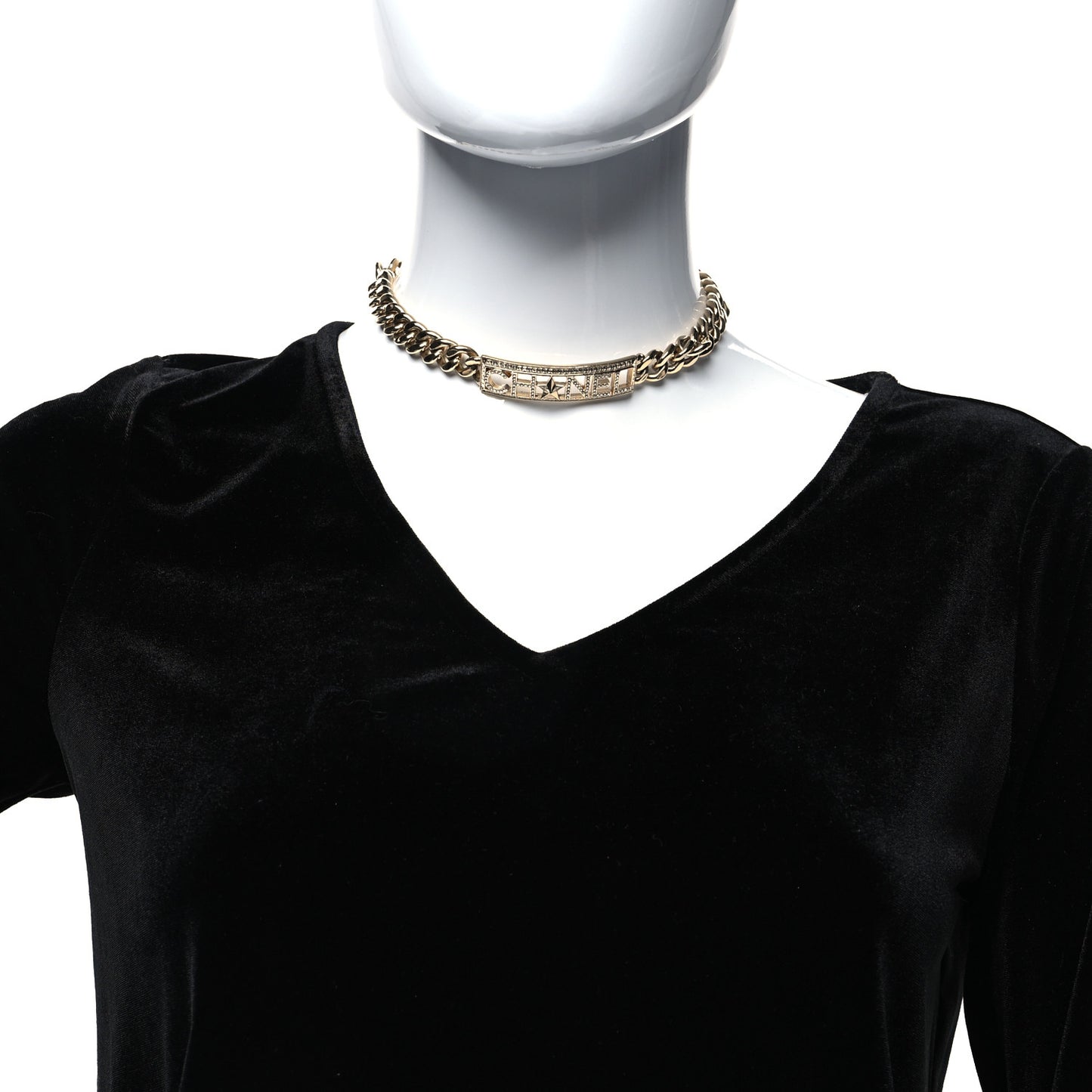 Crystal Chain Short Logo Necklace Gold
