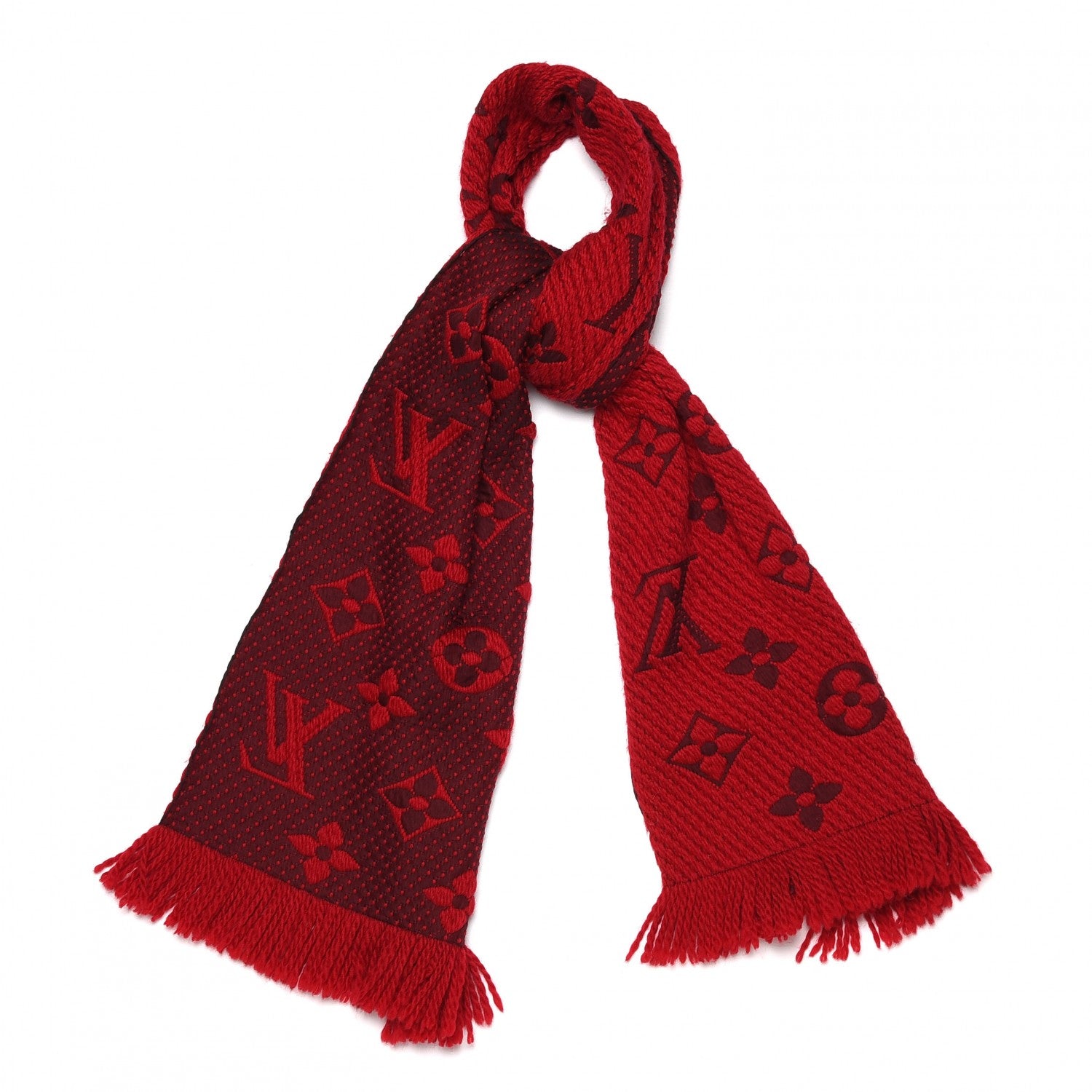 Louis Vuitton Wool Silk Logomania Scarf Rubis 1 of 4