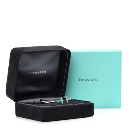 Tiffany 18K White Gold Turquoise T Wire Bracelet 5 of 5
