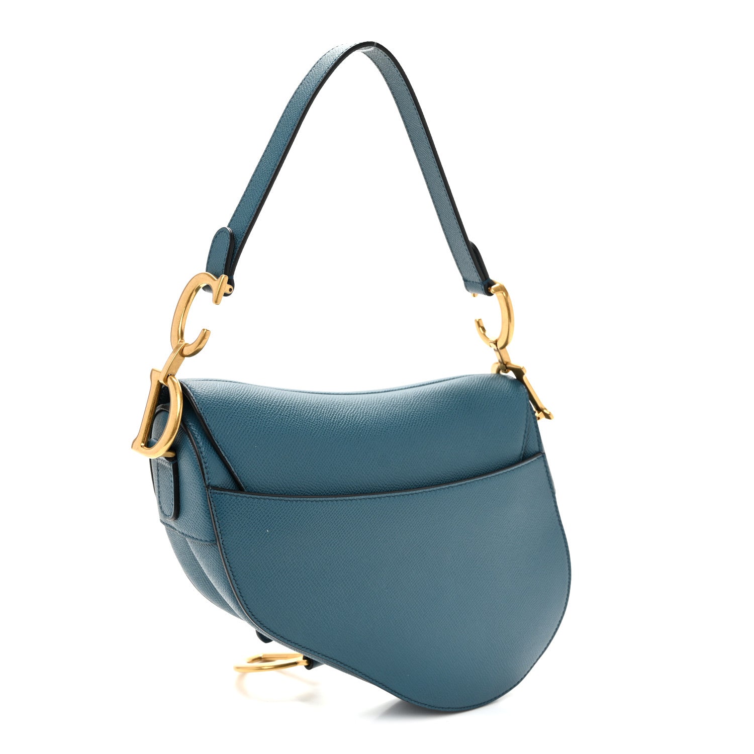 Christian Dior Grained Calfskin Saddle Bag Steel Blue 3 of 10