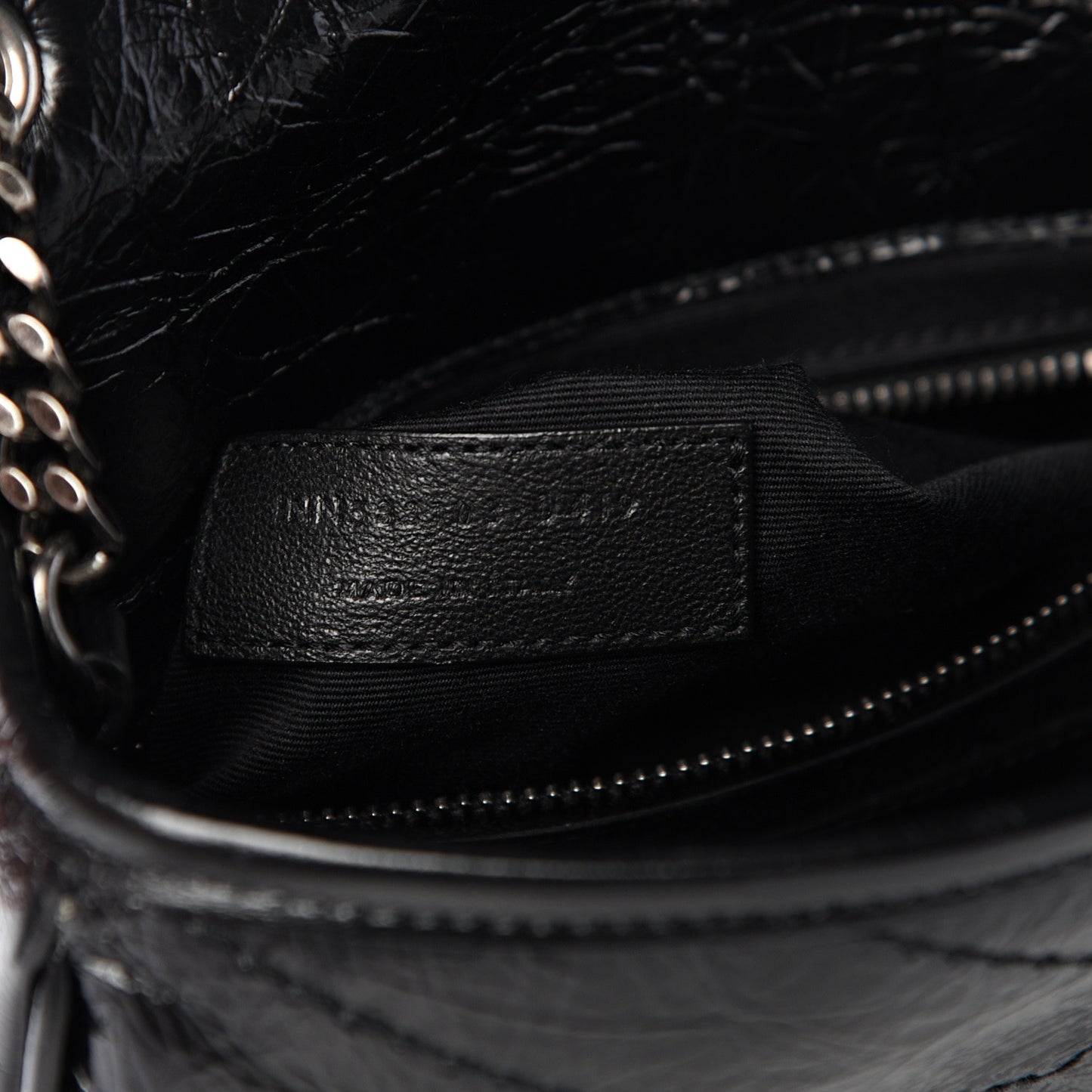 Crinkled Calfskin Matelasse Monogram Niki Chain Wallet Black
