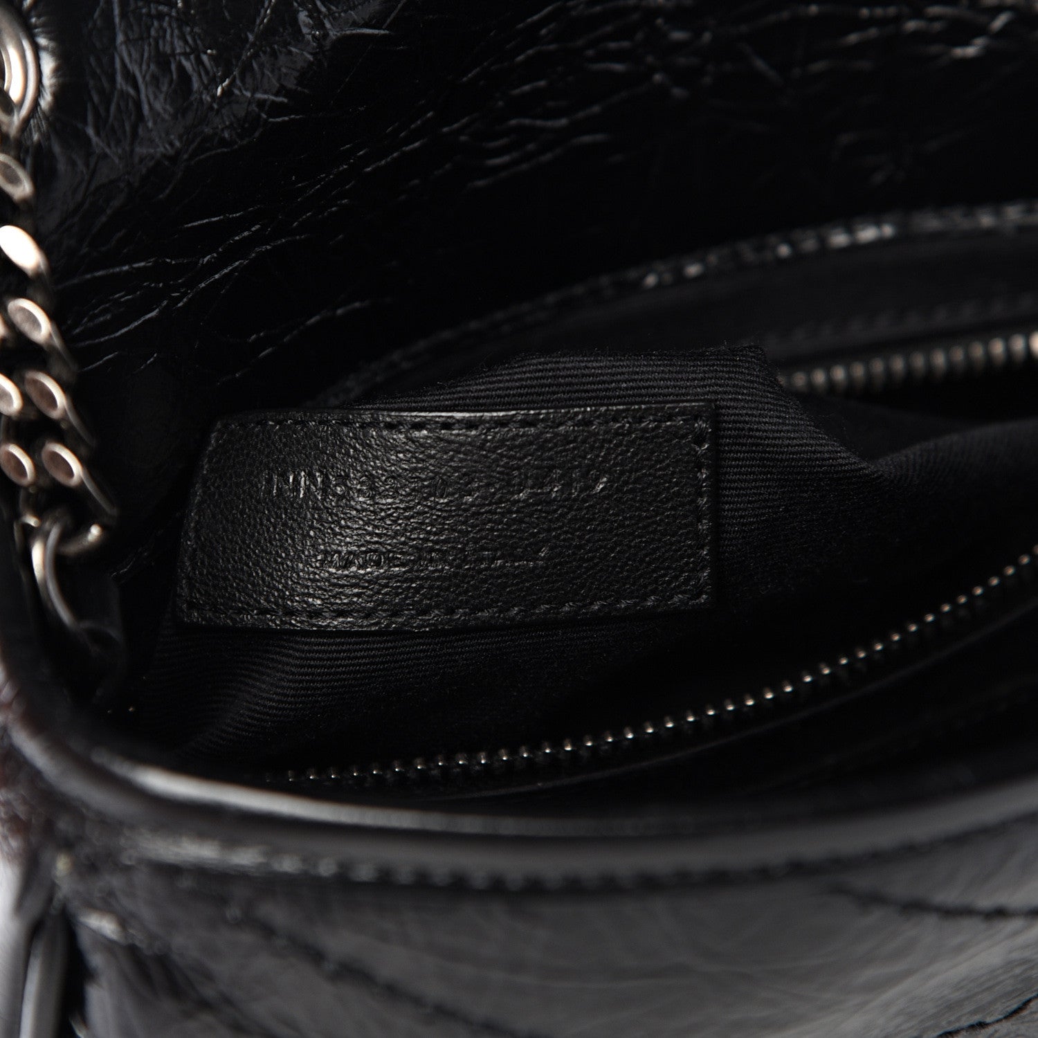 Saint Laurent Crinkled Calfskin Matelasse Monogram Niki Chain Wallet Black 6 of 9