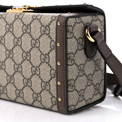 Gucci GG Supreme Monogram Textured Dollar Calfskin Mini Trunk Shoulder Bag Beige Ebony New Acero 9 of 9