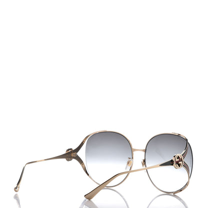 Gucci Metal Oversized Round Frame GG0225S Sunglasses Gold 4 of 9