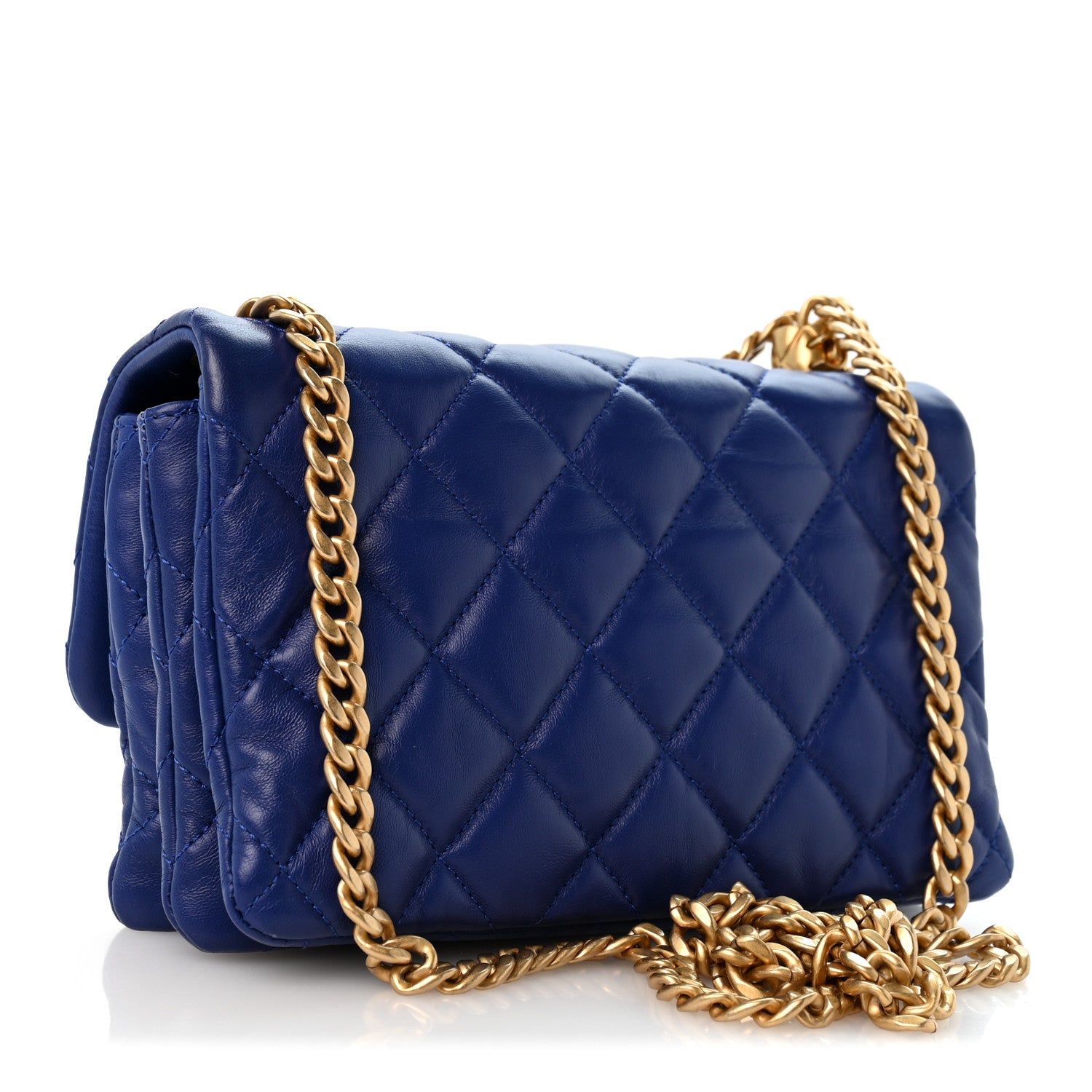 Chanel Lambskin Quilted Small Pillow Crush Flap Blue 3 of 12