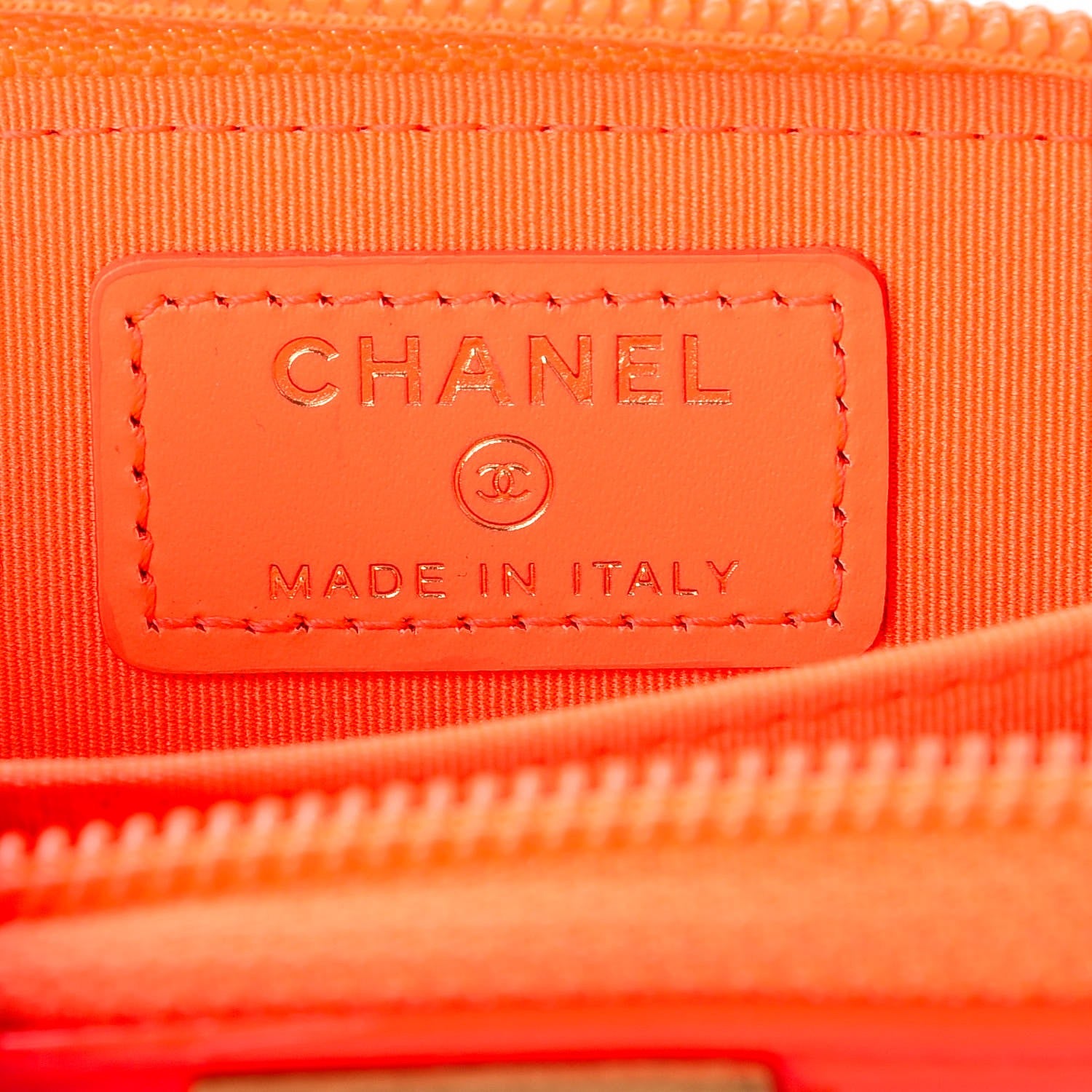 Chanel Patent Quilted Boy Zip Around Coin Purse Wallet Orange 6 of 8