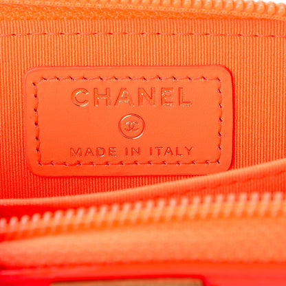 Chanel Patent Quilted Boy Zip Around Coin Purse Wallet Orange 6 of 8