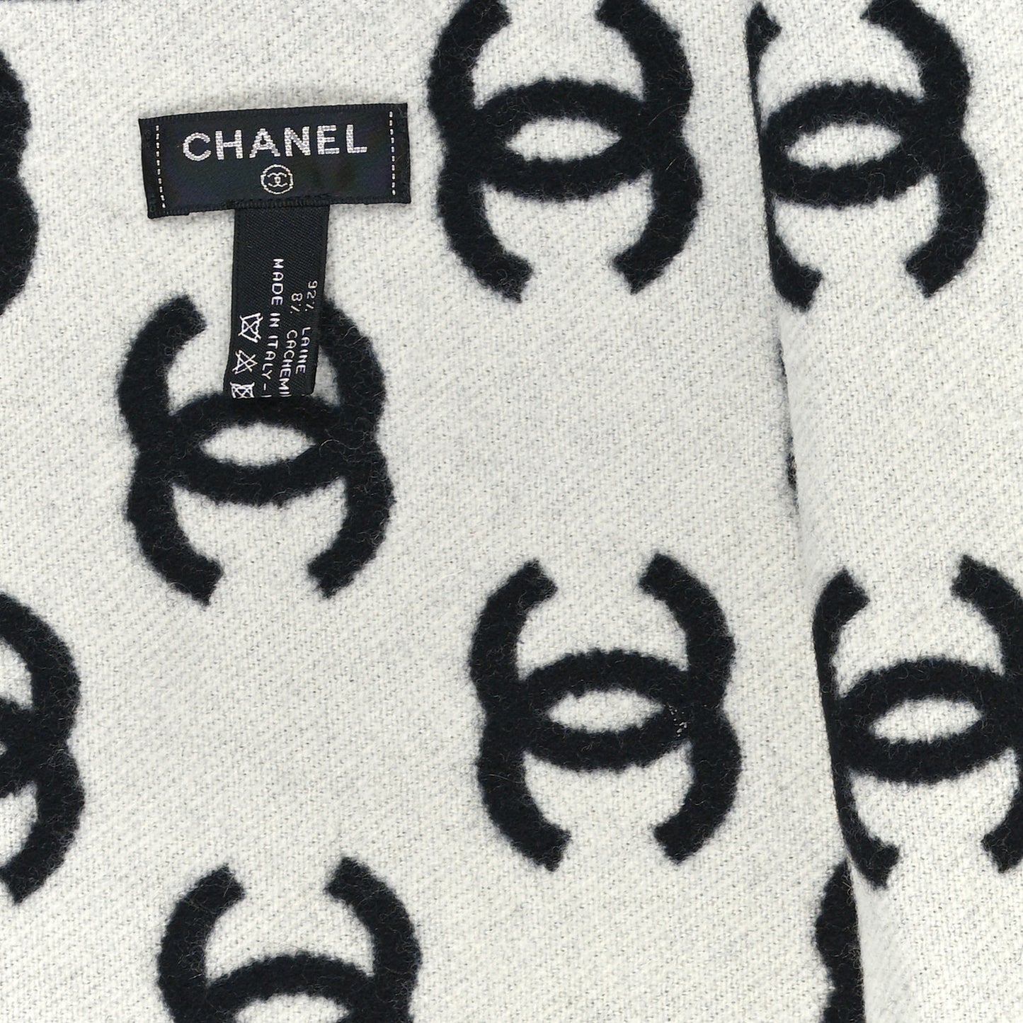 Wool Cashmere CC Scarf Black White