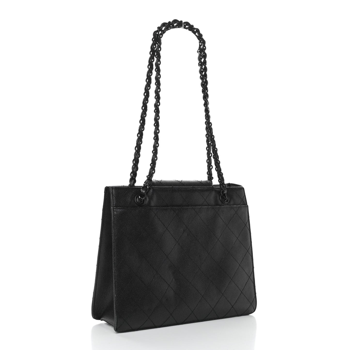 Caviar Diamond Stitched Tote So Black