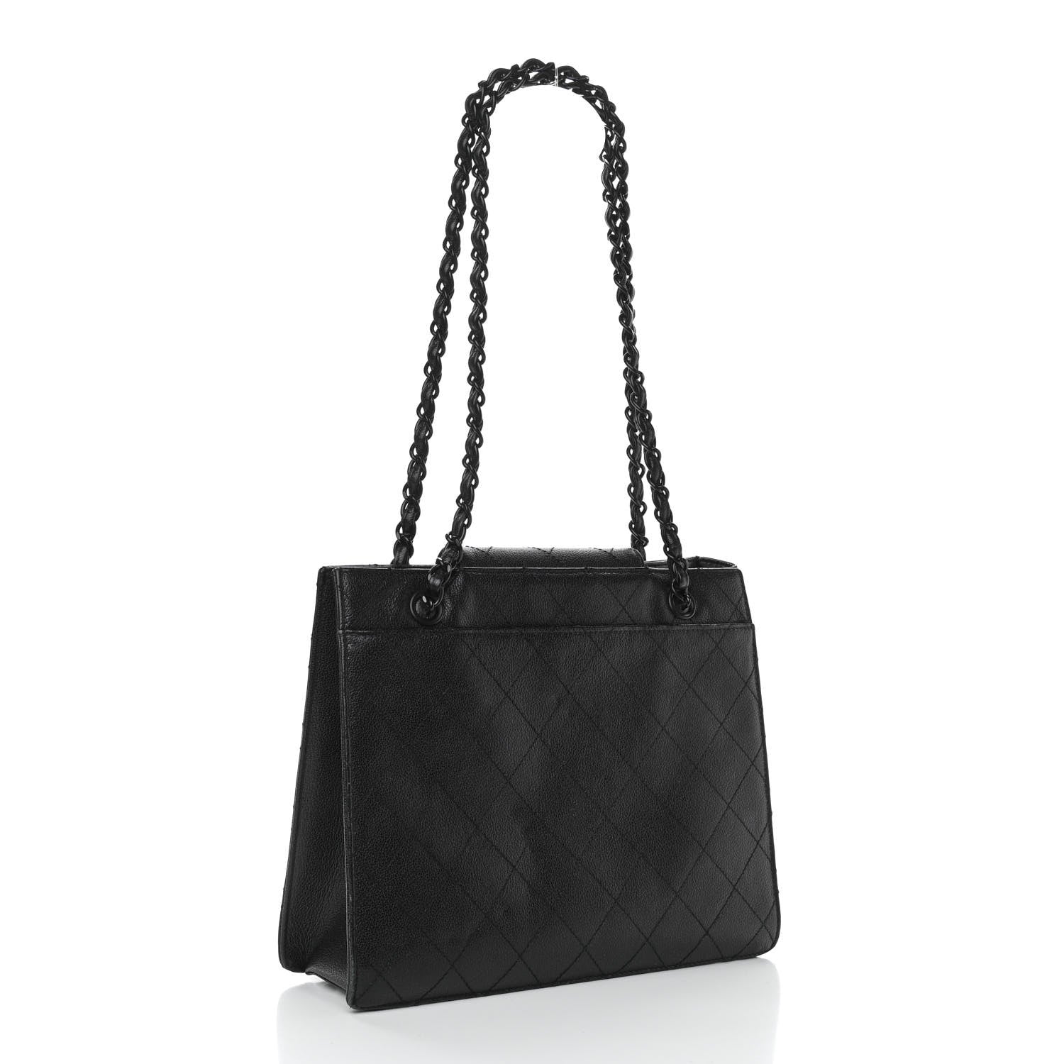 Chanel Caviar Diamond Stitched Tote So Black 3 of 19
