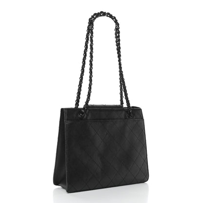 Chanel Caviar Diamond Stitched Tote So Black 3 of 19