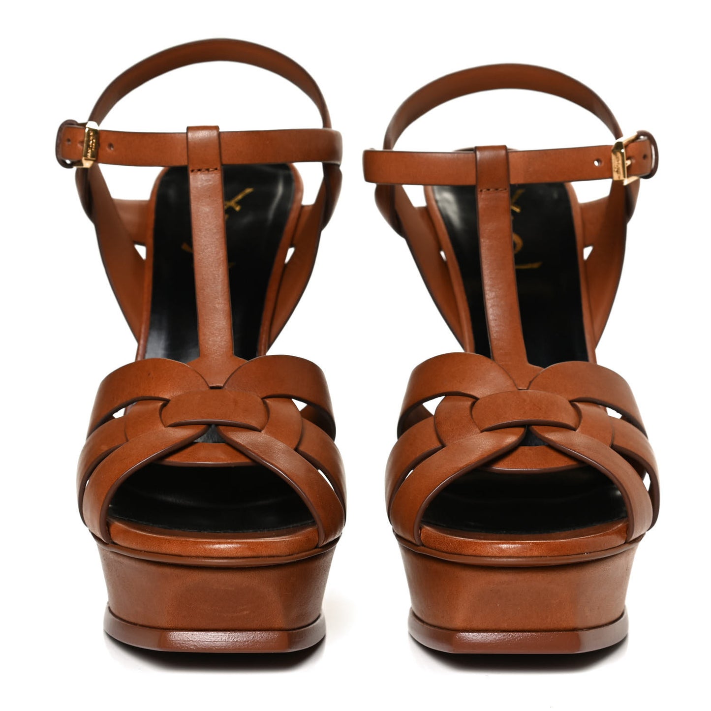 Calfskin Tribute 105 Platform Sandals 40 Caramel