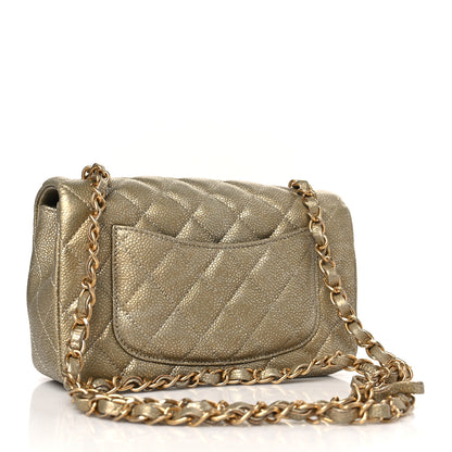 Chanel Metallic Caviar Quilted Mini Rectangular Flap Gold 2 of 10