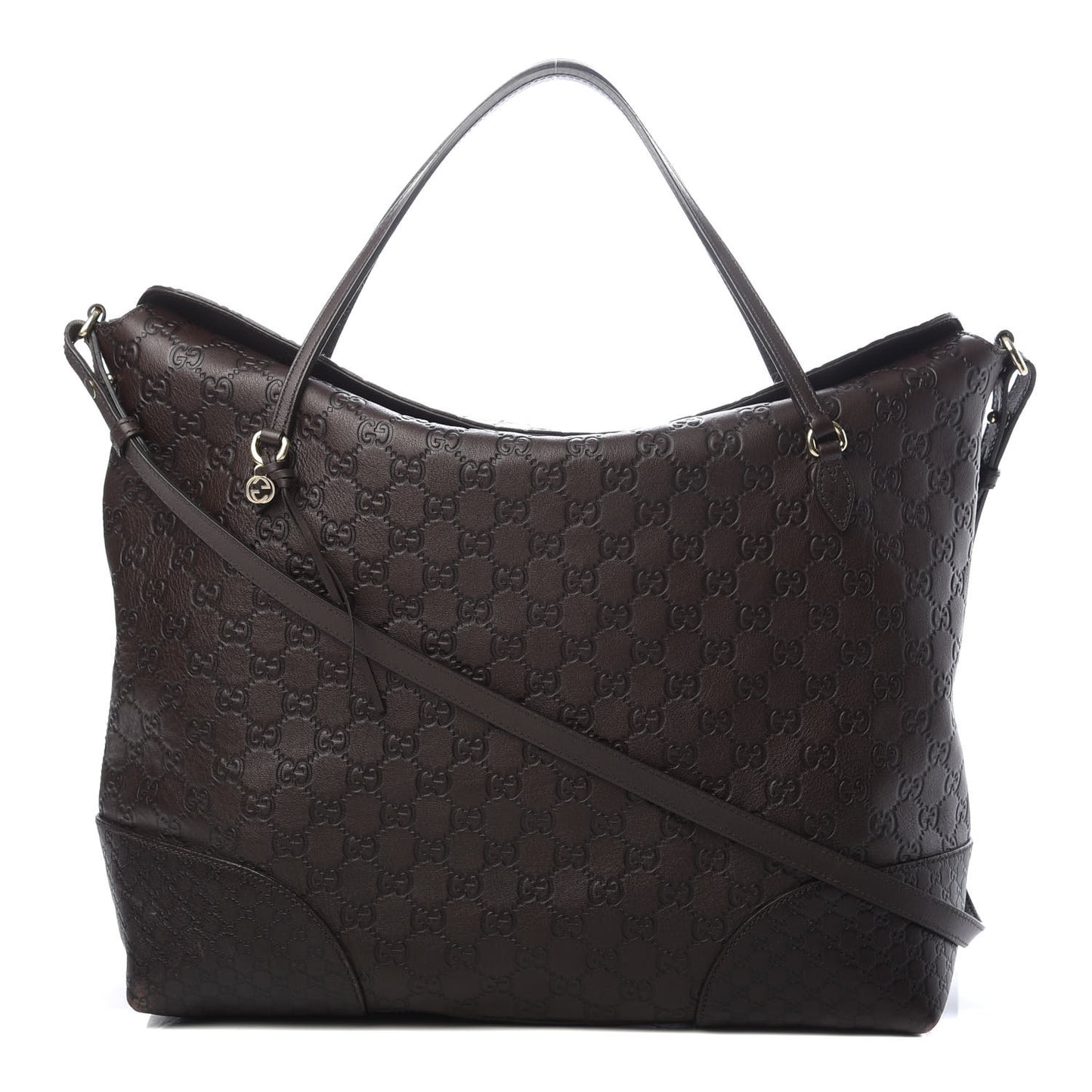 Guccissima Large Bree Foldover Tote Chocolate