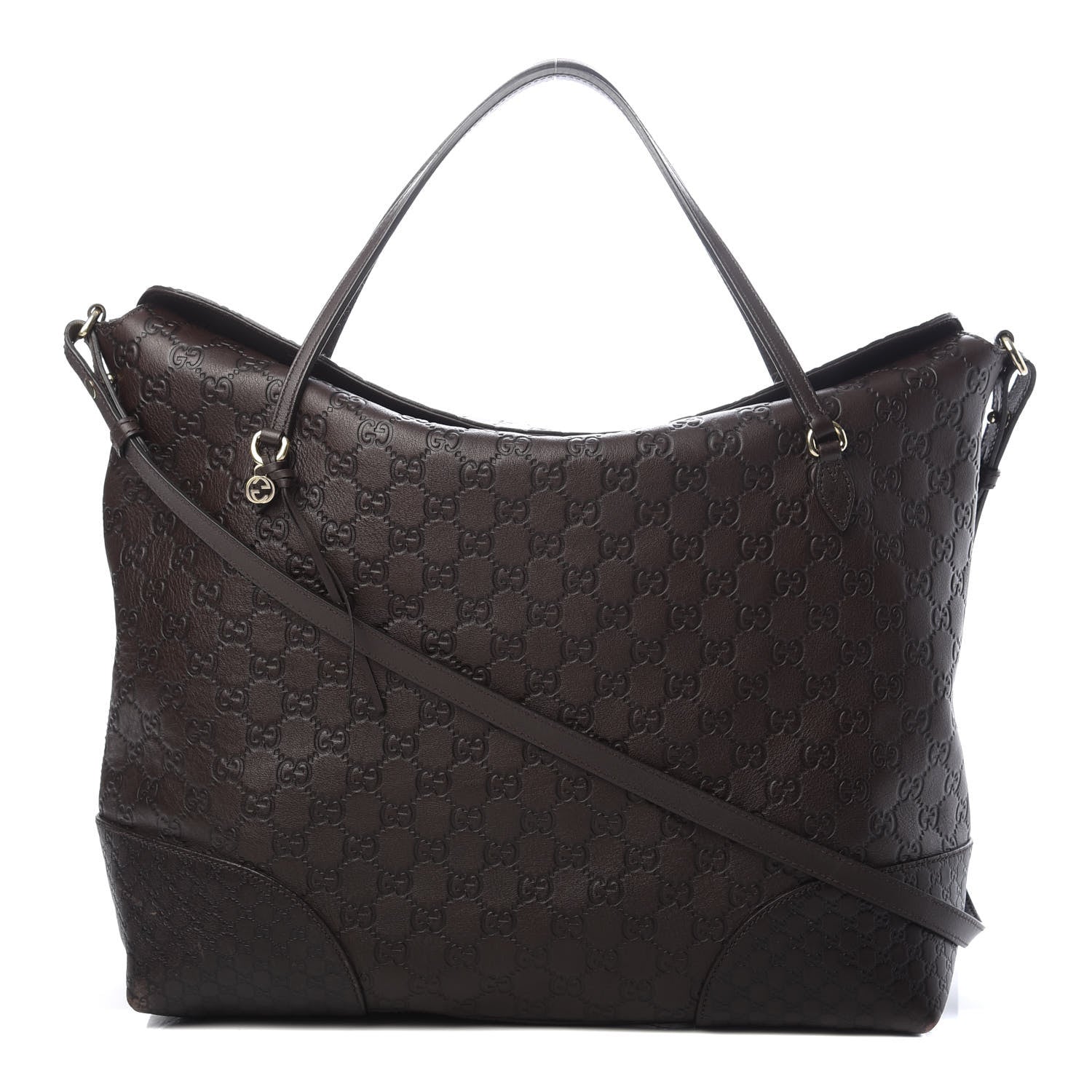 Gucci Guccissima Large Bree Foldover Tote Chocolate 1 of 13
