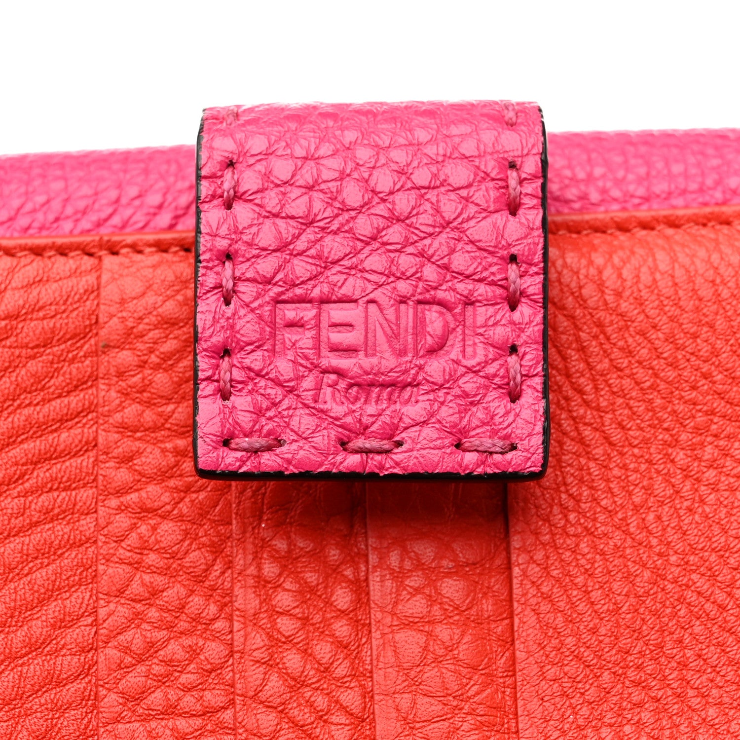 Fendi Cuoio Romano Selleria Bi-Color Peekaboo Continental Wallet Fuxia Papavero 12 of 13