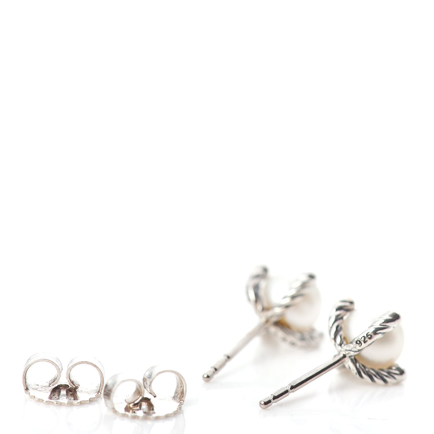 Sterling Silver Diamond Pearl 7mm Earrings